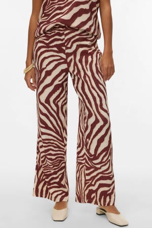 wide leg regular waist casual broek donkerrood