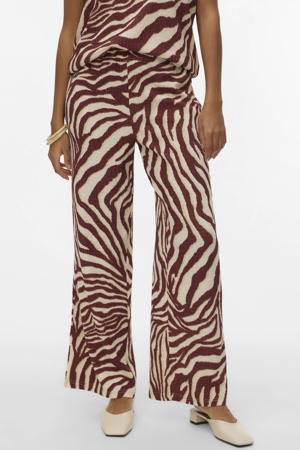 wide leg regular waist casual broek donkerrood