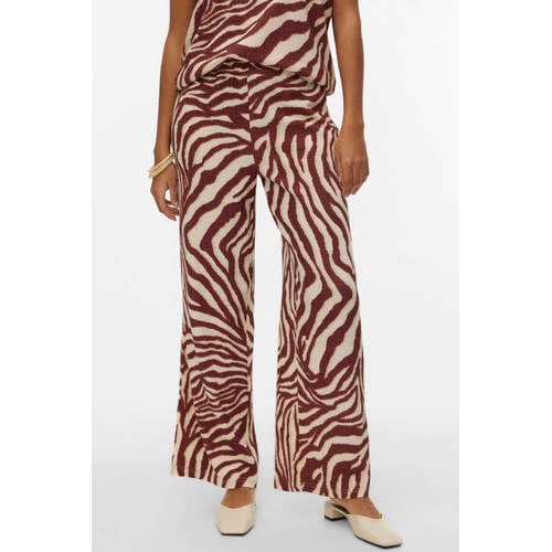 VERO MODA wide leg regular waist casual broek donkerrood afbeelding
