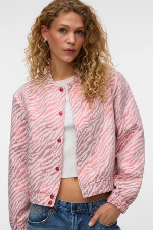 bomberjack met zebraprint lichtroze
