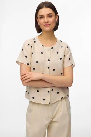 blouse met stippen ecru