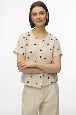 blouse met stippen ecru