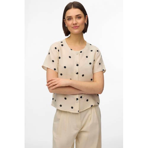 VERO MODA blouse met stippen ecru afbeelding