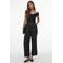 VERO MODA wide leg high waist casual broek met stippen zwart