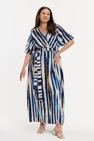 gestreepte maxi jurk blauw