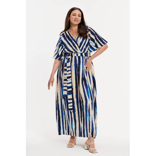 YOEK gestreepte maxi jurk blauw afbeelding