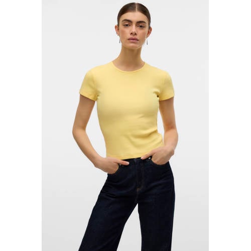 VERO MODA jersey T-shirt lichtgeel afbeelding