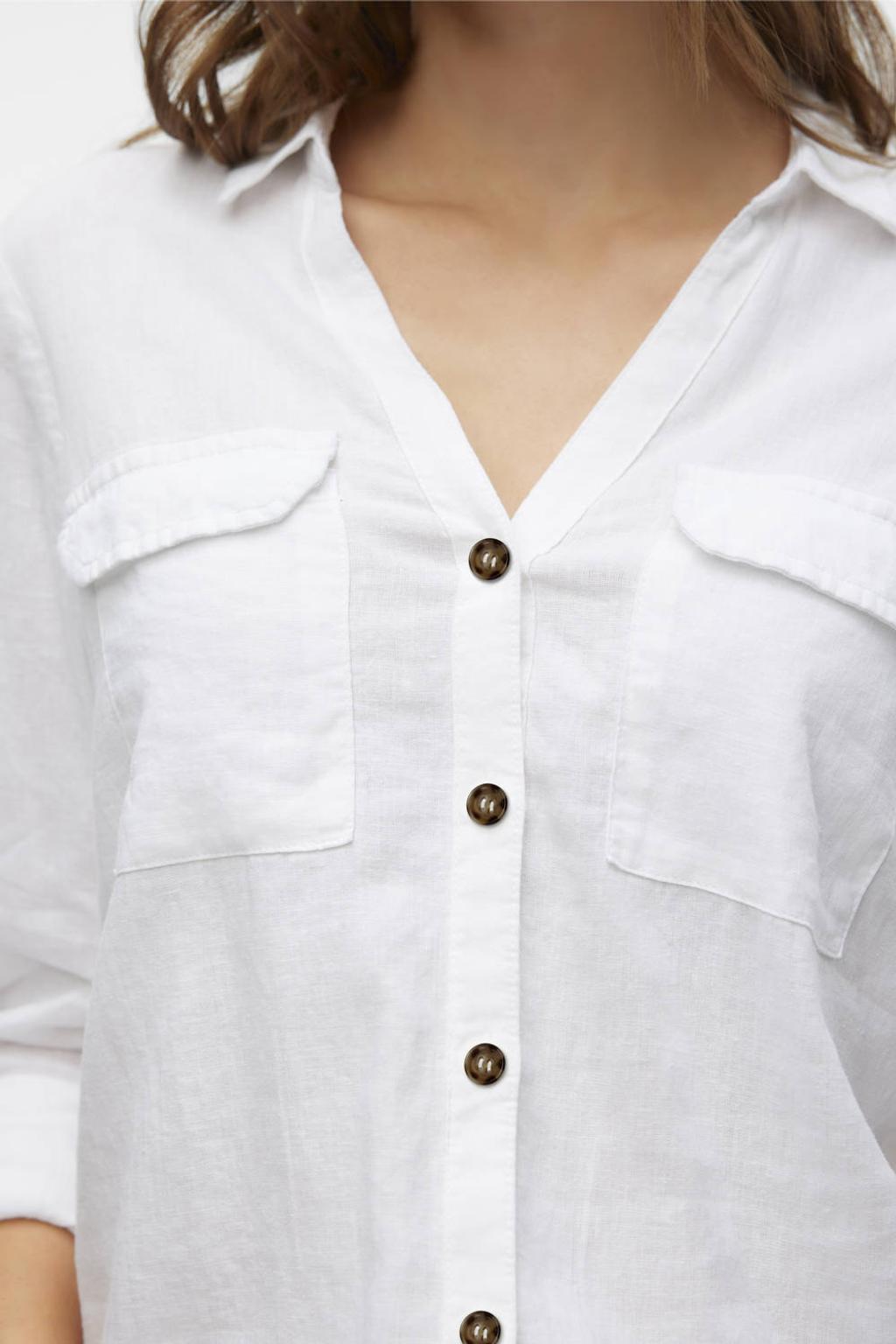 VERO MODA blouse met linnen wit