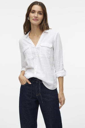 blouse met linnen wit