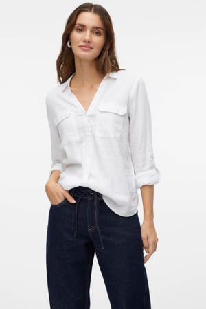 blouse met linnen wit