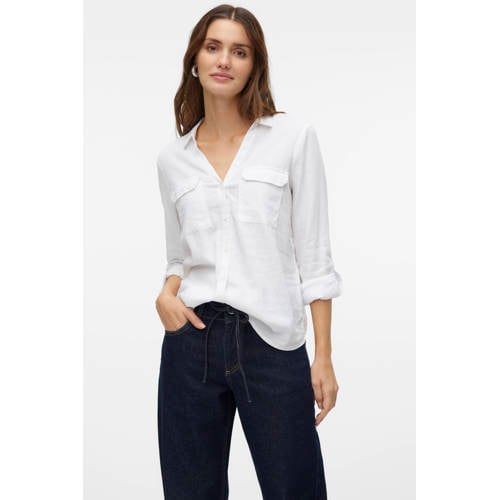 VERO MODA blouse met linnen wit afbeelding