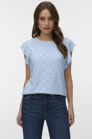 top broderie lichtblauw