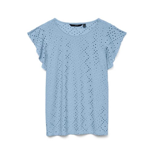 VERO MODA top broderie lichtblauw afbeelding