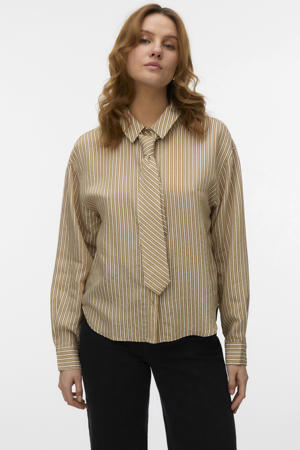 gestreepte blouse lichtbruin