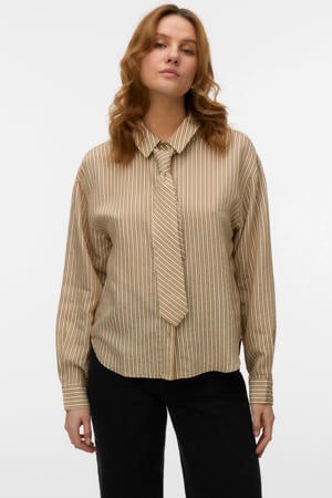 gestreepte blouse lichtbruin