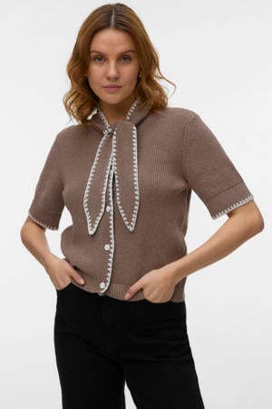vest taupe gebreid