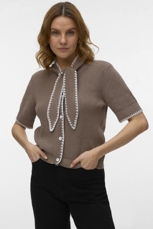 vest taupe gebreid