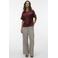 VERO MODA wide leg high waist casual broek taupe