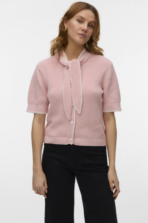 vest lichtroze gebreid