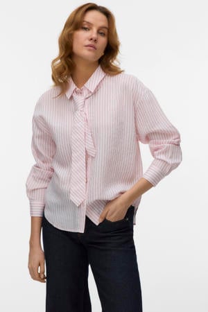gestreepte blouse lichtroze