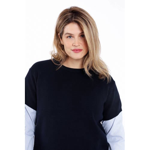Paprika gestreepte pullover marineblauw afbeelding