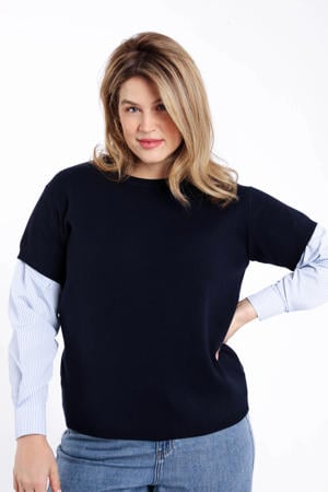 gestreepte pullover marineblauw