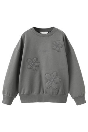 gebloemde sweater antraciet