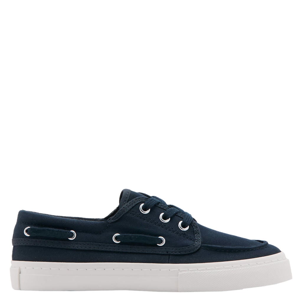Donkerblauwe jongens Mango Kids bootschoenen van katoen met veters