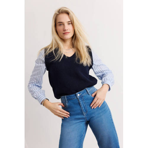 LOLALIZA gestreepte top donkerblauw afbeelding