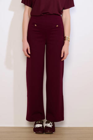 straight high waist cropped broek donkerrood