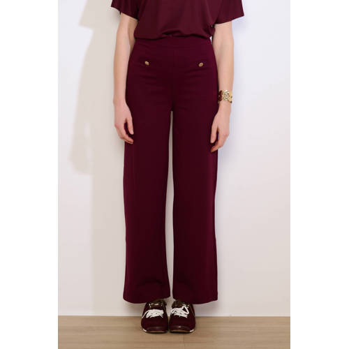 LOLALIZA straight high waist cropped broek donkerrood afbeelding