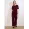 LOLALIZA straight high waist cropped broek donkerrood