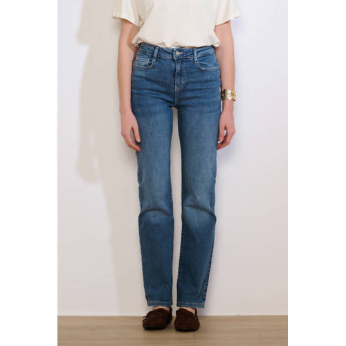 LOLALIZA high waist straight leg jeans dark blue denim afbeelding