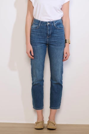 high waist regular fit jeans medium blue denim