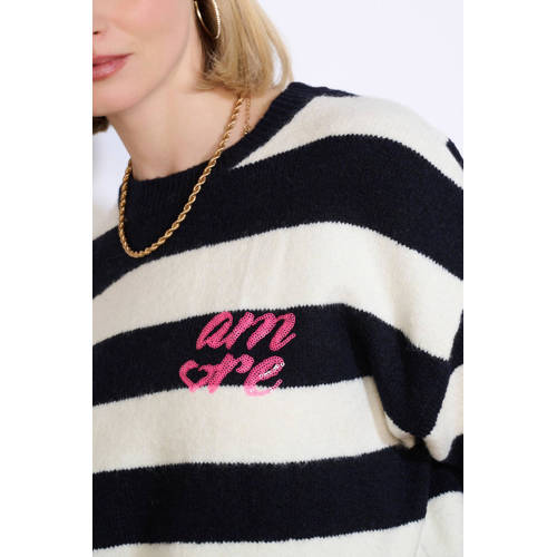 LOLALIZA gestreepte top donkerblauw gebreid afbeelding