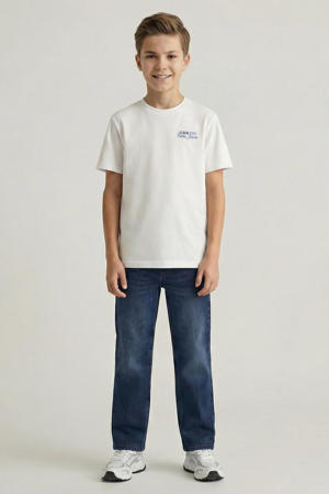 straight leg jeans medium blue denim