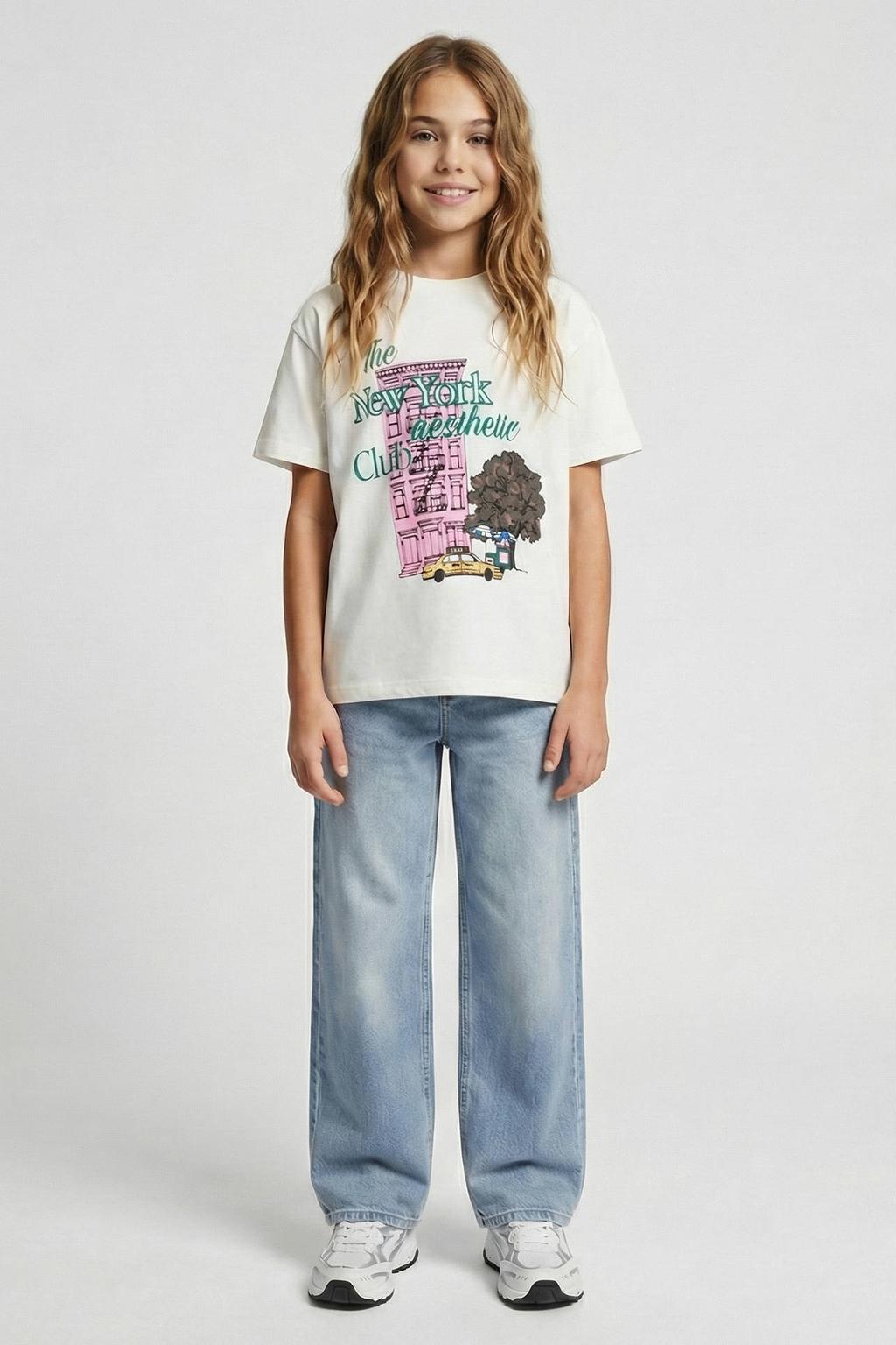 Light blue denim meisjes Cars straight leg jeans van denim met rits- en knoopsluiting en effen