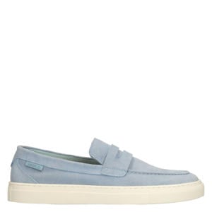 suède loafers lichtblauw
