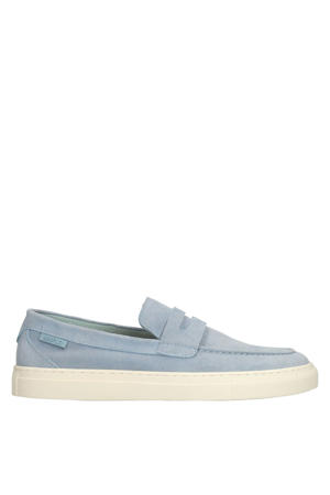 suède loafers lichtblauw