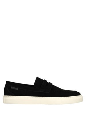 suède loafers zwart