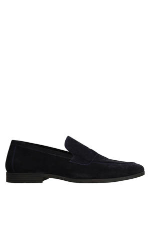 suède loafers donkerblauw