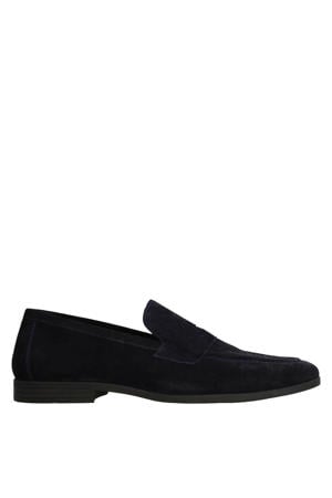 suède loafers donkerblauw