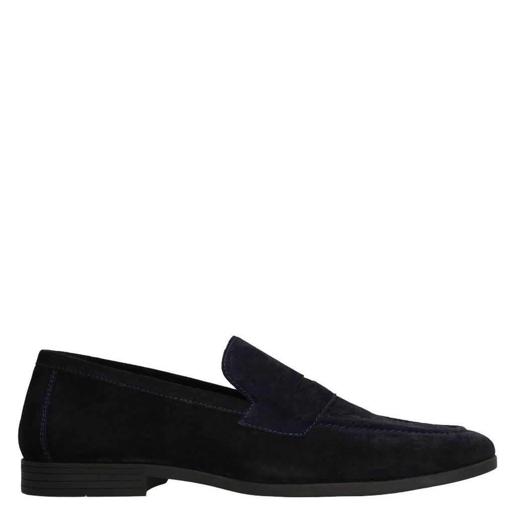 Donkerblauwe heren Manfield suède loafers