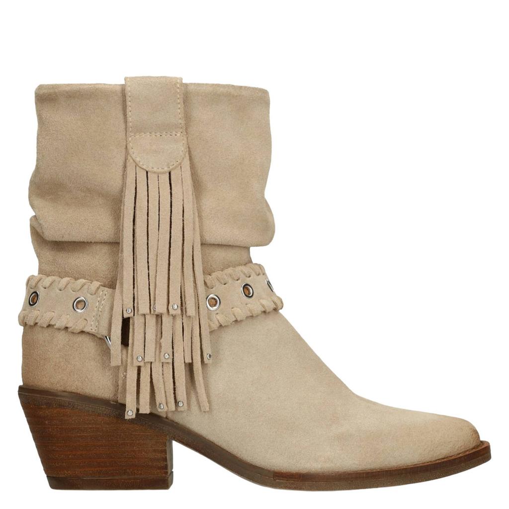 Beige dames Manfield suède cowboylaarzen met halve rits