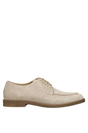suède veterschoenen beige