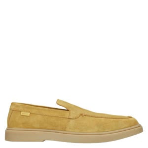 suède loafers geel