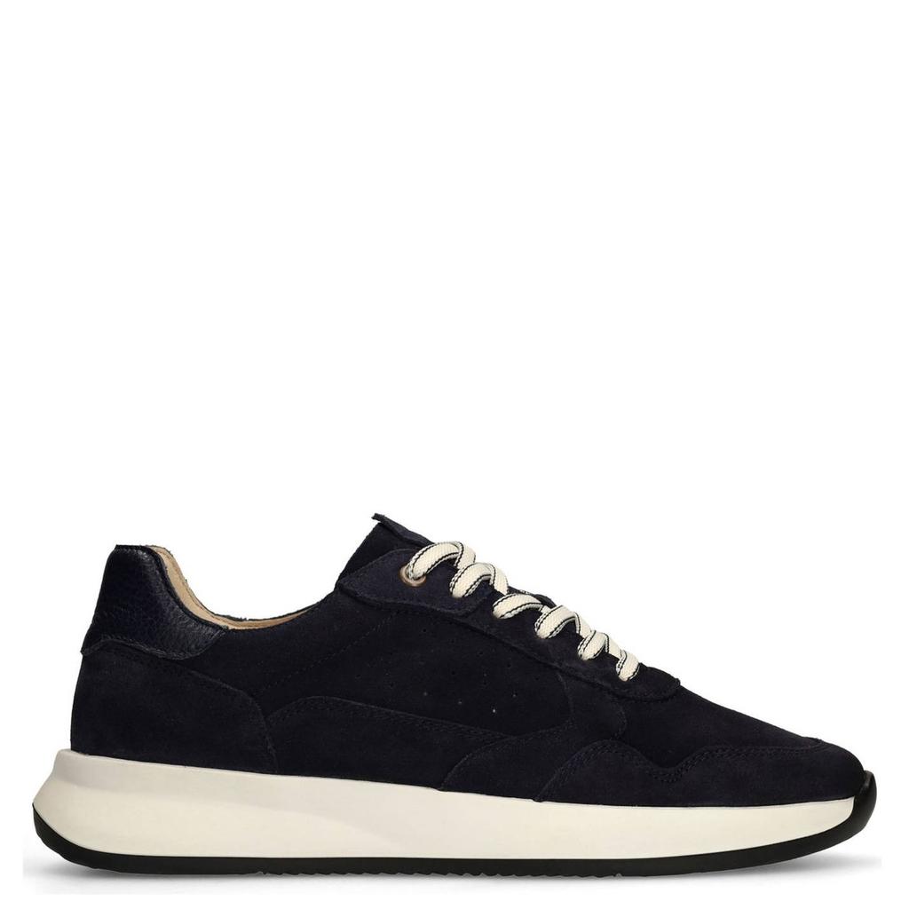 Donkerblauwe heren Manfield suède sneakers met veters