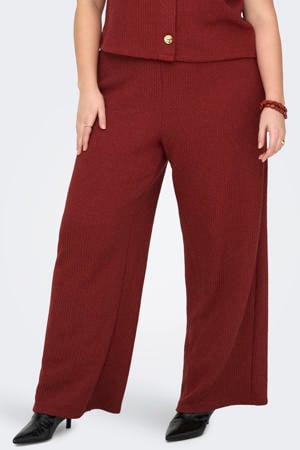 wide leg high waist casual broek rood