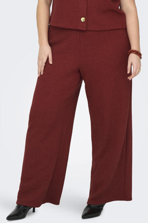wide leg high waist casual broek rood