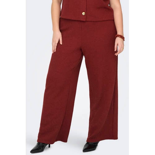ONLY CARMAKOMA wide leg high waist casual broek rood afbeelding